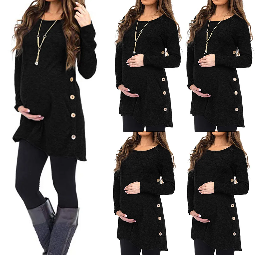 

Maternity clothes Women's Maternity Pregnanty Long Sleeve Solid Tops Blouse for pregnant Button Autumn Winter L401028