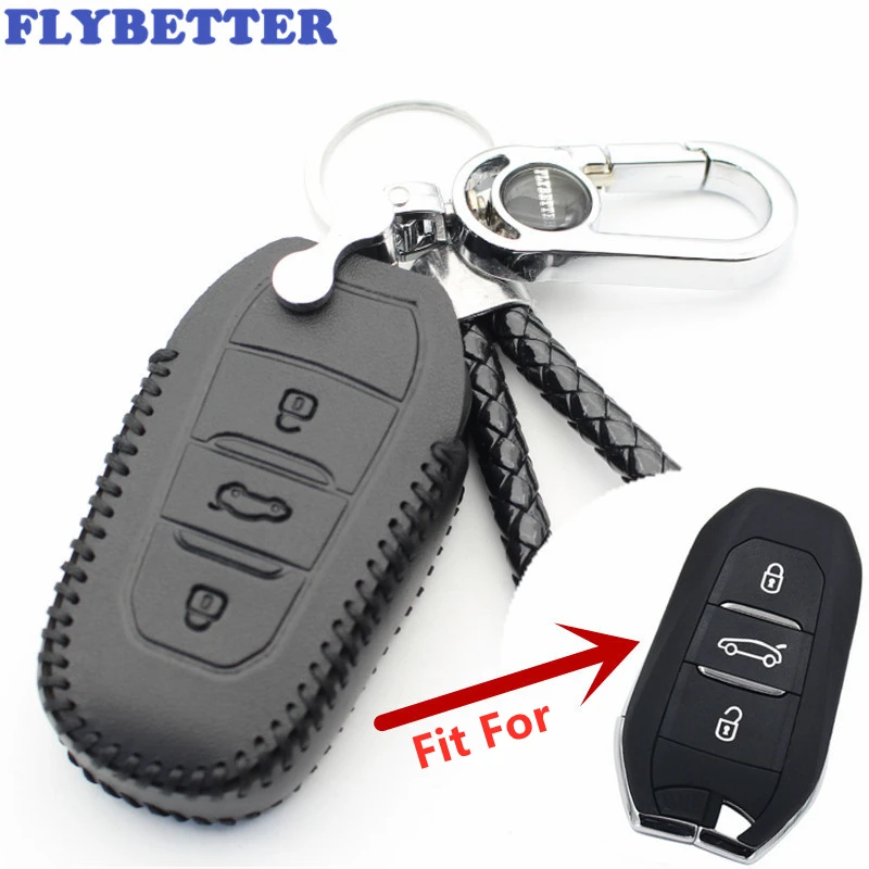 Чехол для смарт ключей FLYBETTER из натуральной кожи с 3 кнопками Citroen C4L/DS5/DS6/DS5LS/C3XR/DS4/DS3