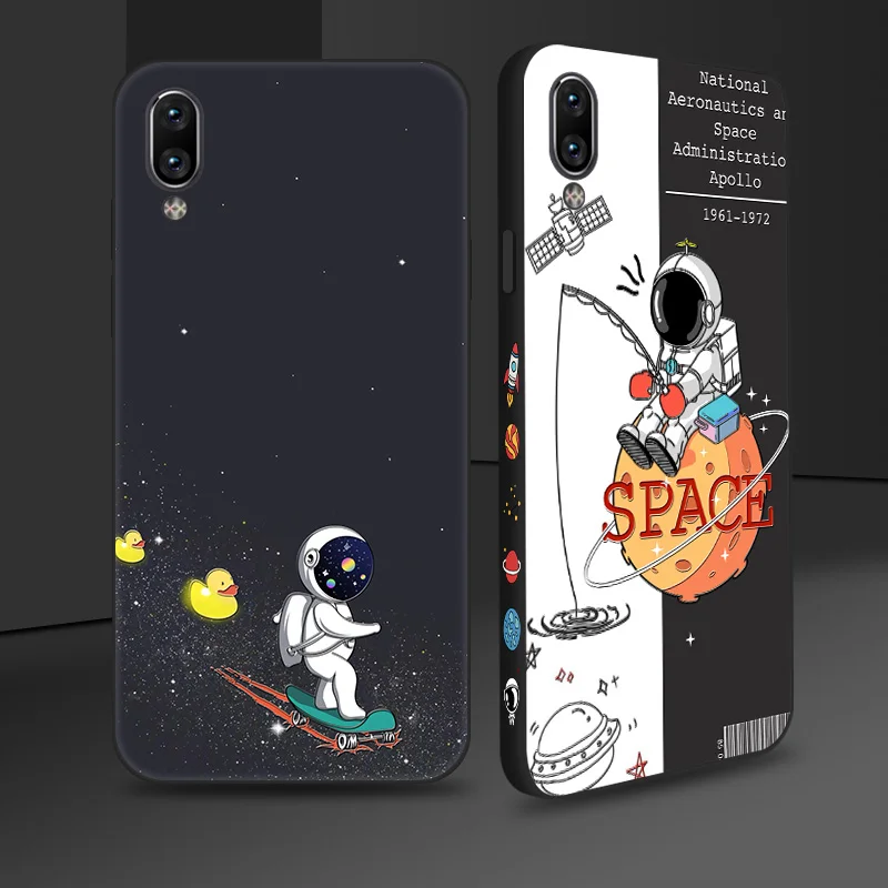 Симпатичные астронавт чехол для телефона Vivo NEX S 3 Y72 Бортовая Печать Мягкий