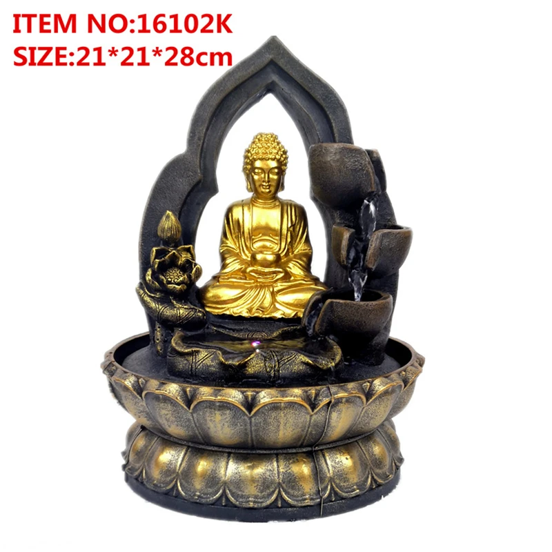 Ручной работы подарки из смолы Золотая буддийская статуя Led счастливый фэн-шуй