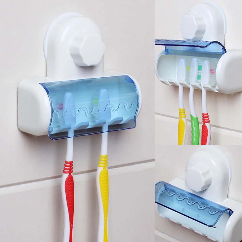

2021 Toothbrush Spinbrush Plastic Suction 5 Toothbrush Holder Wall Mount Stand Rack Home Bathroom Accessories