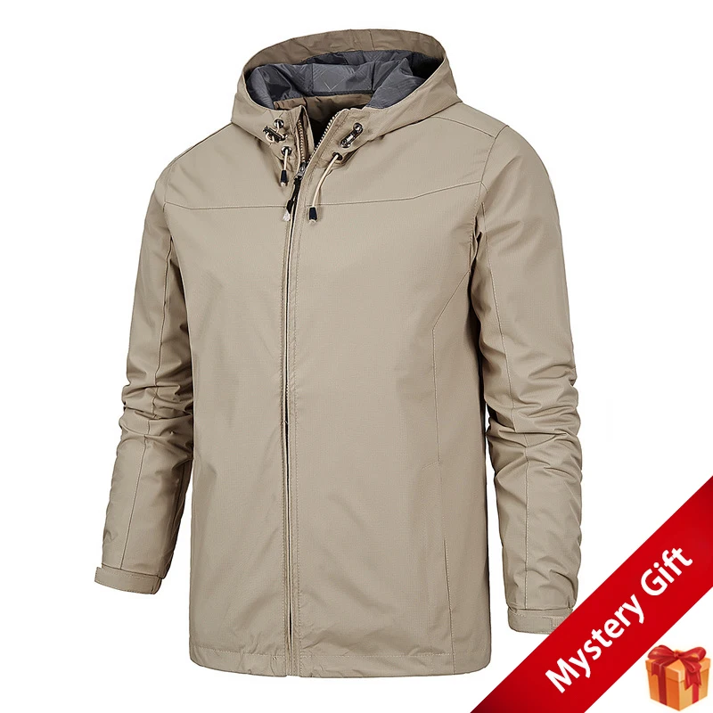 

Autumn Men Hooded Jacket Windbreaker Casual Outdoor Punching Jackets Solid Color Sportswear Coat Waterproof Windproof clothing