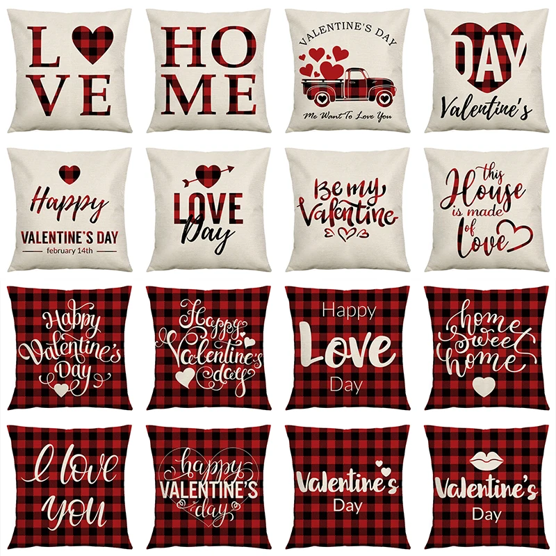 

Valentines Day Print Pillowcase Sofa Cushion Case Bed Pillow Cover Home Decor Car Cushion Cover Linen Throw Pillow Case 45x45cm