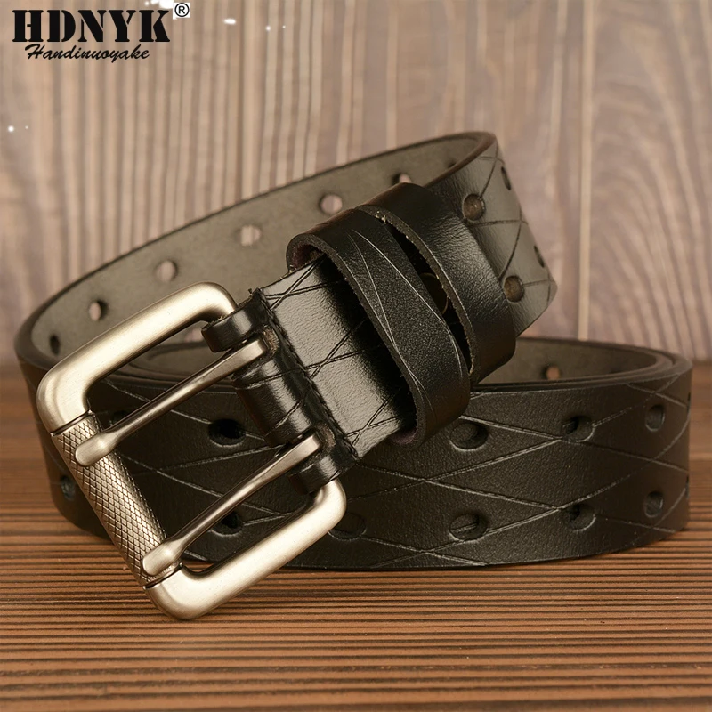 New Arrivel 100% High Quality Genuine Leather Belts for Men Brand Strap Male Pin Buckle Fancy Vintage Jeans Cowboy Cintos