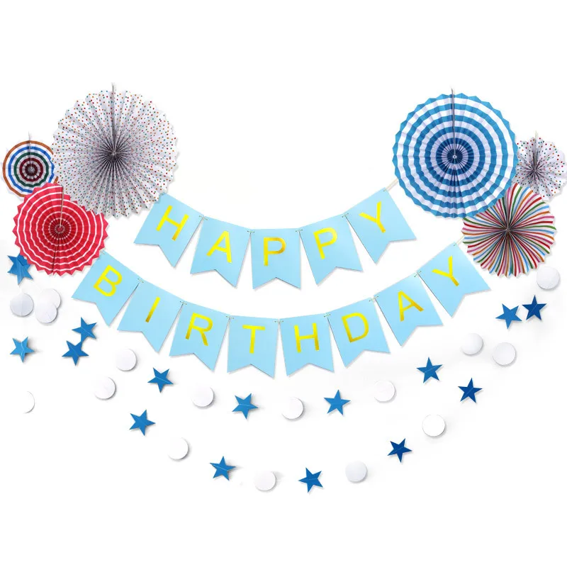 

Coloured Paper Fan Flower Ornaments Baby Party Decorations Set Newborn Baby Birthday Party Baby Shower Party Children's Day Gift