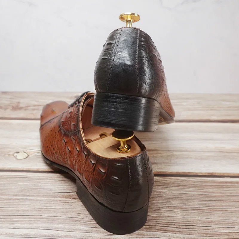 

Luxury Men Leather Shoes Crocodile Pattern Men's Oxford Casual Dress Mens Shoes Black Brown Lace Up Wedding Office Formal Shoes