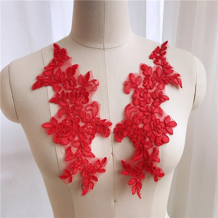 Белая костяная линия вышивка блестки патч красный детский синий цветок