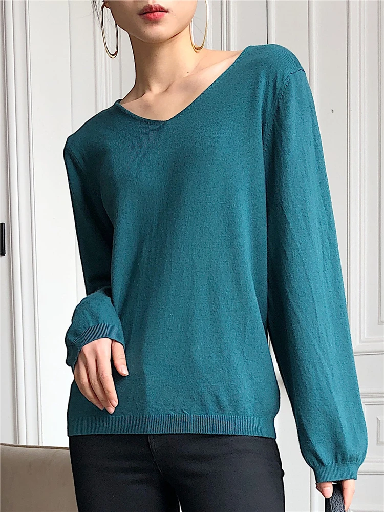 Женский трикотажный свитер фатика однотонный пуловер в минималистичном стиле