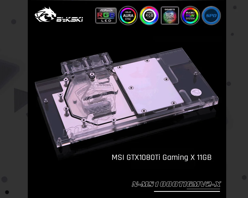 Bykski N-MS1080TIGMV2-X, полное покрытие видеокарты водяного охлаждения блок RGB/RBW для MSI GTX1080Ti Gaming X 11 ГБ