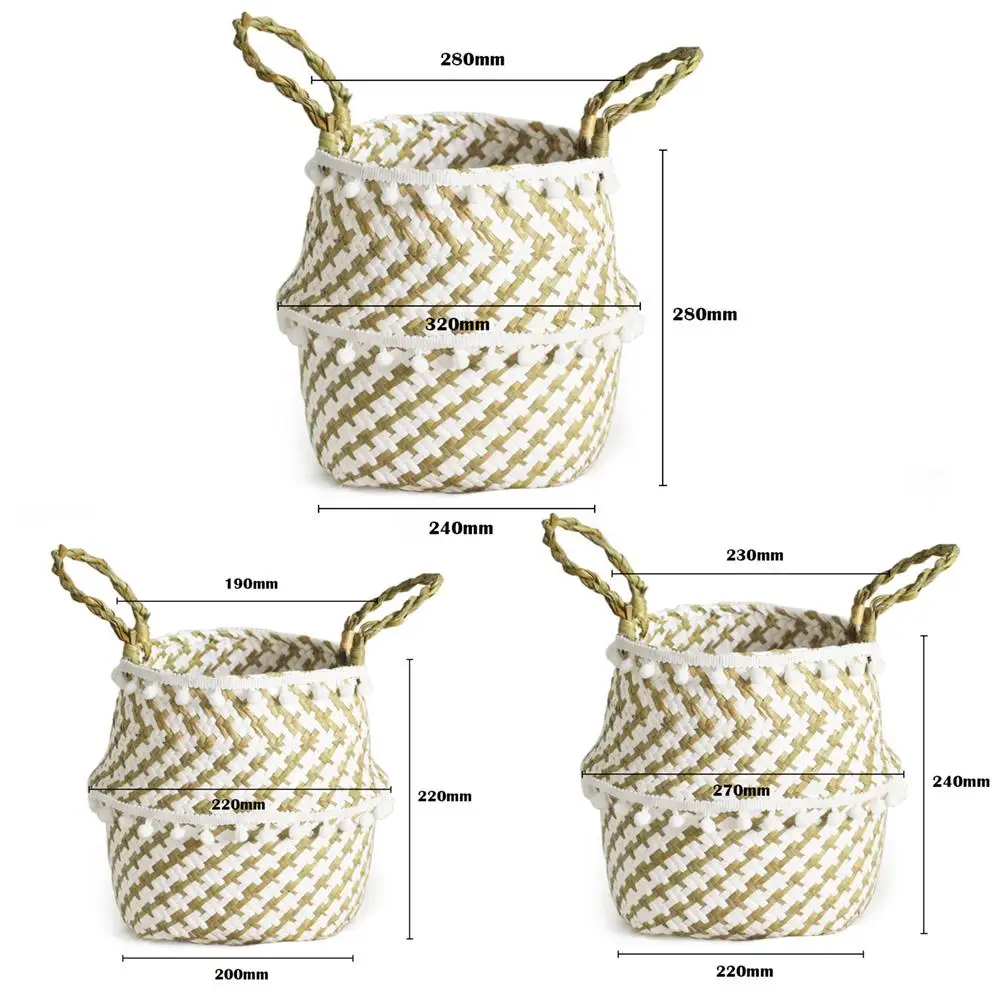 

Garden Flower Pot Hand Weaving of Natural Straw Rope Originality Rattan Folding Straw Home Organizer Basket Home Decor Craft