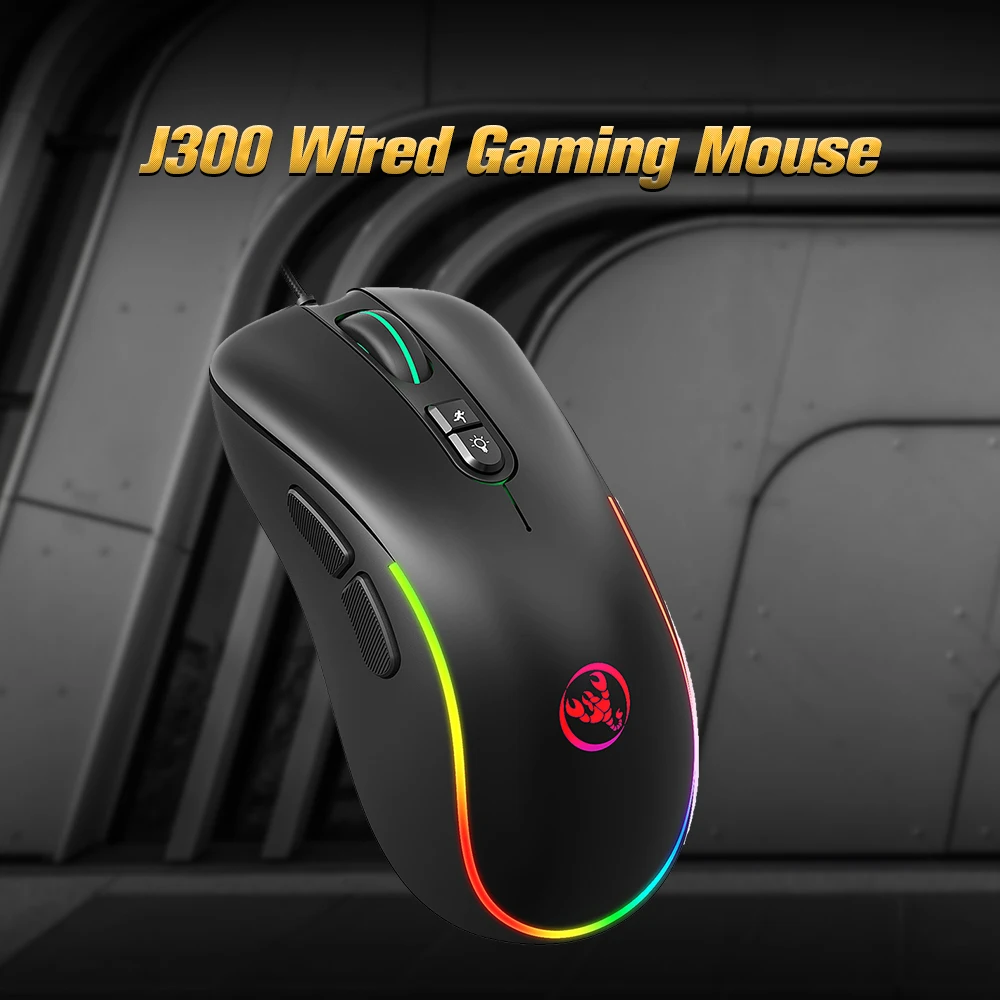 HXSJ J300 цветная RGB игровая мышь Проводная семиклавишная макро программируемая s 6