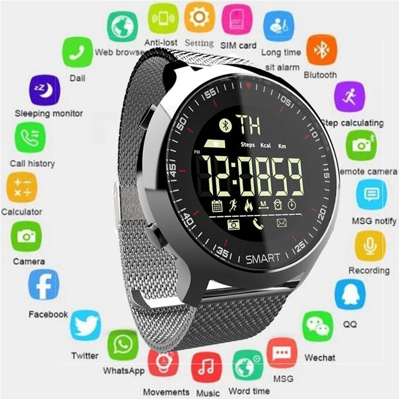 2019 спортивные часы Bluetooth водонепроницаемые мужские смарт цифровые ультра долгое