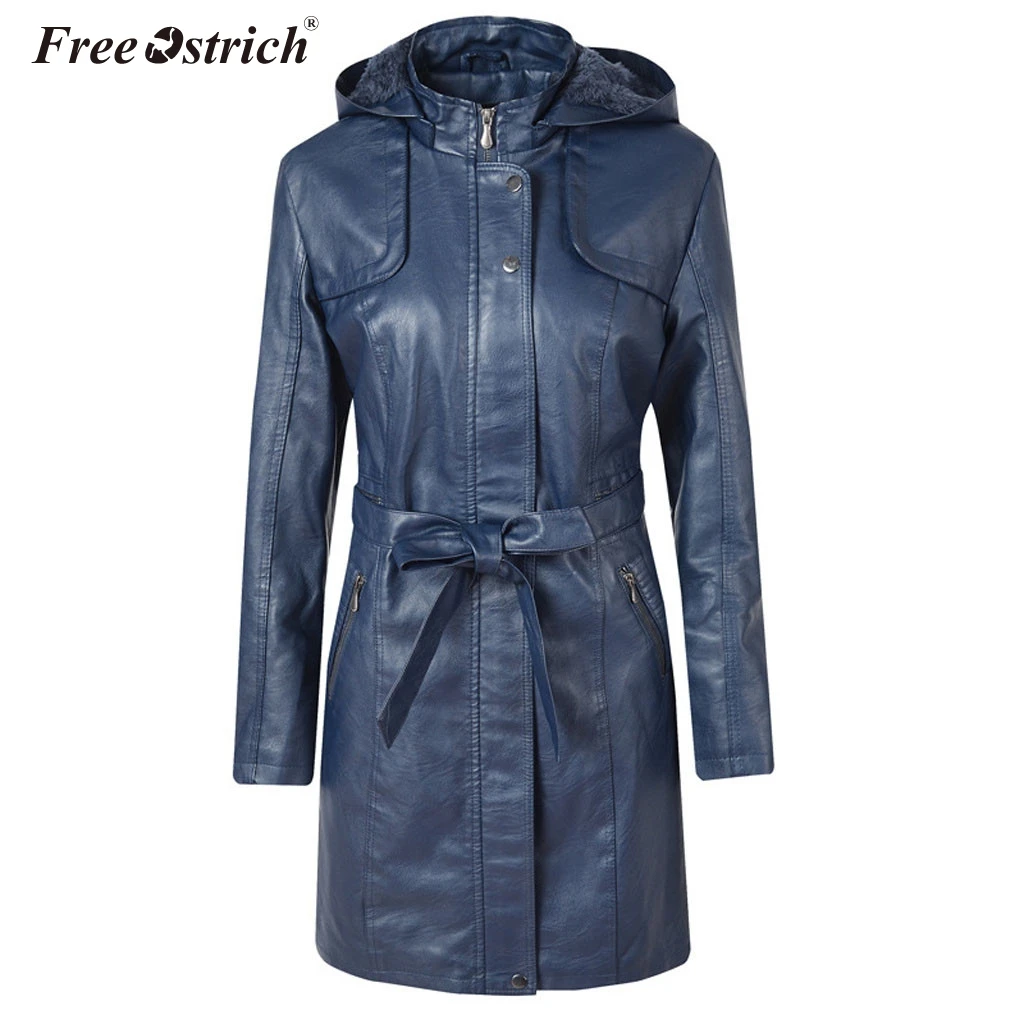 Бесплатная Страусиная 2019 куртка из искусственной кожи Женская Зимняя Куртка