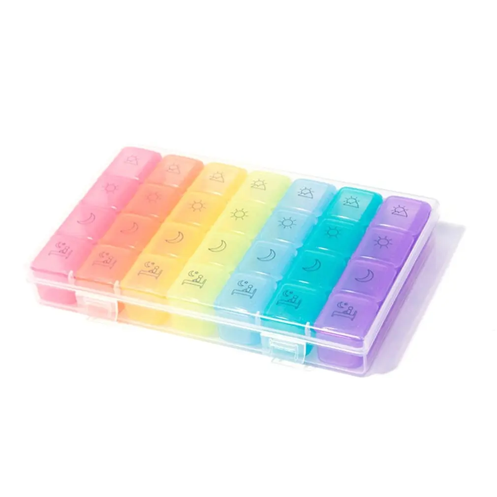 Ящик для хранения таблеток Портативный еженедельно лекарства Чехол Организатор