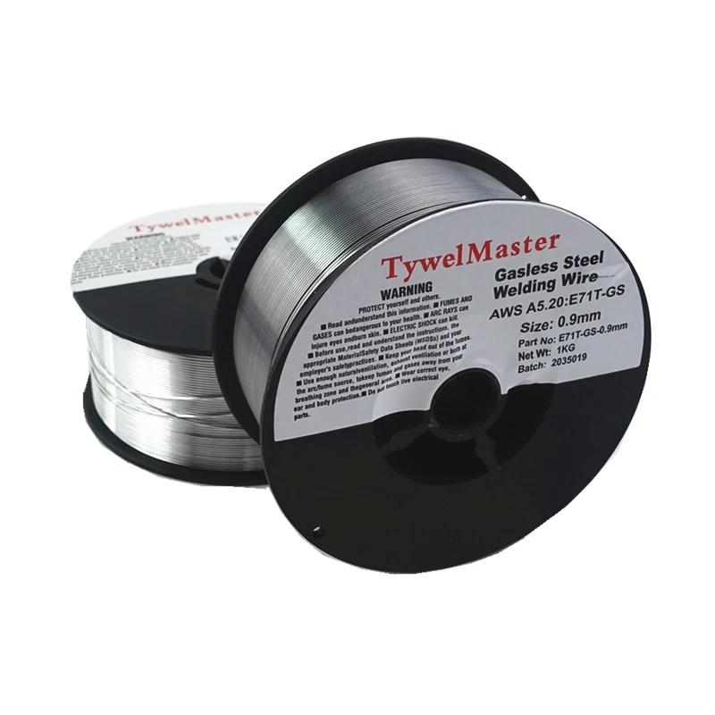 MIG-Alambre de soldadura sin Gas, núcleo de fundente, autoprotector, 0,8mm, 0,9mm, sin Gas, E71T-GS, soldador de arco de acero al carbono