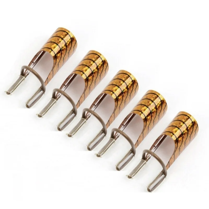 

Fashion Women 5Pcs/Set Reusable UV Gel Acrylic Tips French Nail Art Extension Guide Form Tool (Color: Gold / Silver)