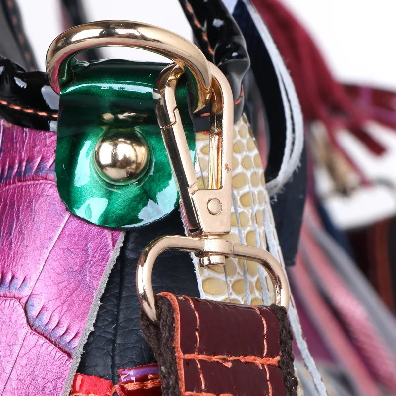 

YourSeason Ladies 2021 Genuine Leather Fashion Striped Shoulder Bags Luxury Women Colorful Splicing Messenger Handbags