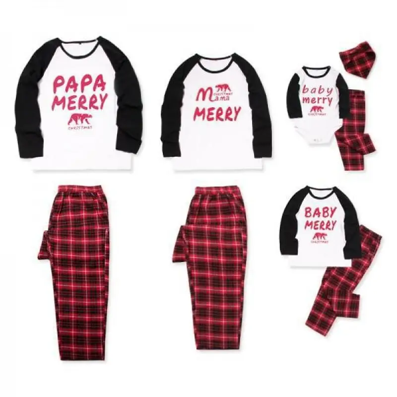 Семейный костюм для мамы папы детей Осенние рождественские комплекты одежды с