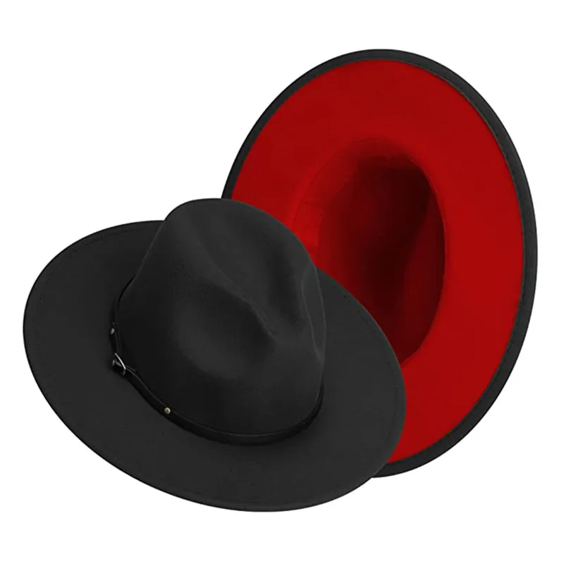 

Фетровая шляпа-федора, Классическая, широкая, унисекс, фетровые шляпки с полями, для женщин, мужская, с пряжкой для ремня, двухцветная, фетров...