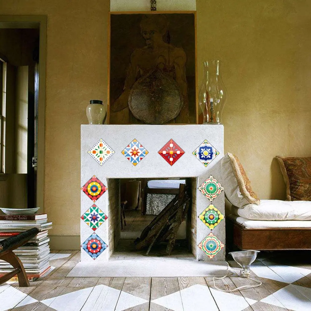 10 шт./пакет разноцветной мозаикой дизайн самоклеющиеся наклейки в форме плитки с