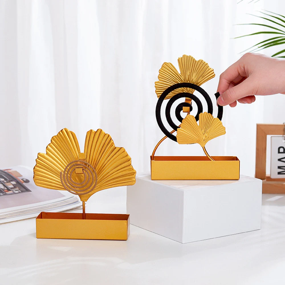 

Nordic Iron Insect Mosquito Coil Holder Ginkgo Shape Summer Home Incense Sandalwood Mosquito Repellent Coil Holder Decoration