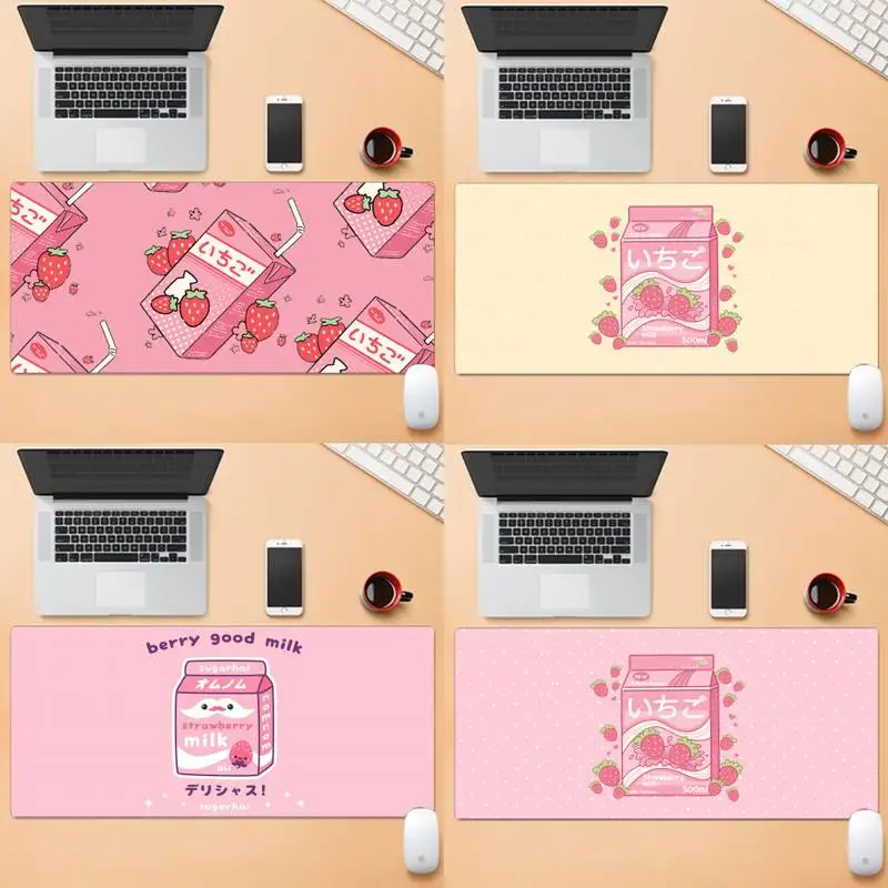 

Kawaii Japanese Strawberry Milk Gamer Play Mats Mousepad Large Gaming Laptop XL Non-slip Rubber Office Computer Mouse Pad
