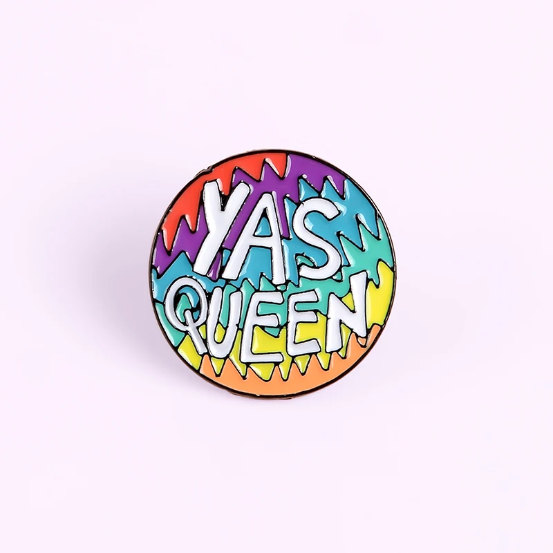 YAS QUEEN круглая булавка фиолетовый синий желтый значок цитата женская джинсовая