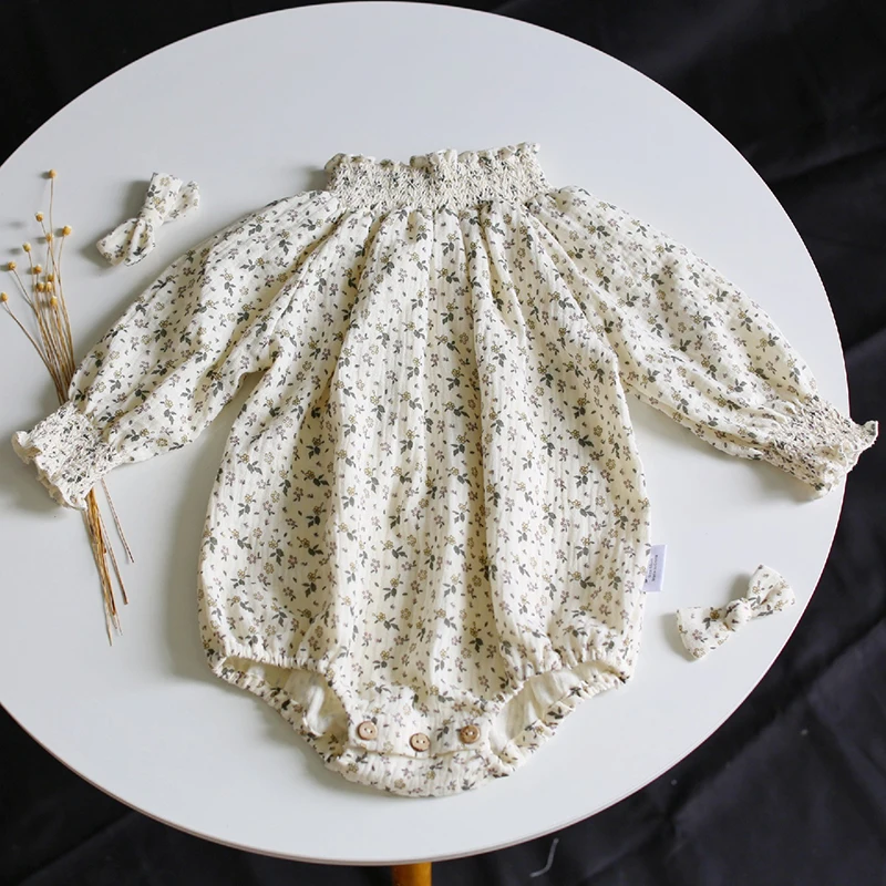

0-2Yrs 2021 New Spring Autumn Infant Baby Rompers Baby Girls Long Sleeve Floral Clothes Rompers Baby Girls Rompers