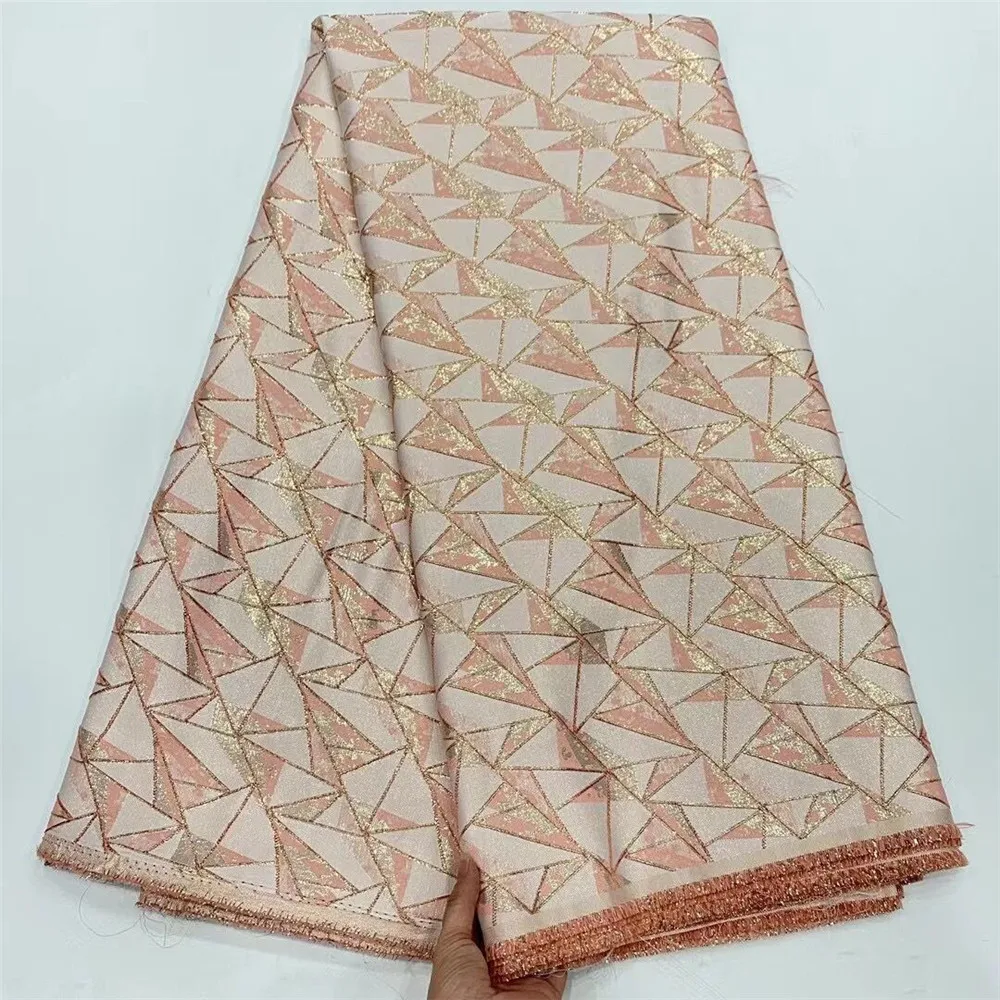 

5 Yards African Jacquard Fabric Brocade Damask Material Nigerian Floral Lace Cloth Tela Tissus Africain For Sewing Dress PJZ24