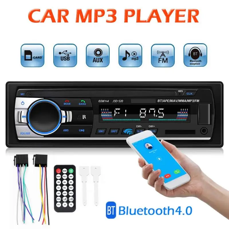VODOOL Универсальный 1 din автомобильный Bluetooth авто MP3 плеер JSD 520C B 12V в тире стерео