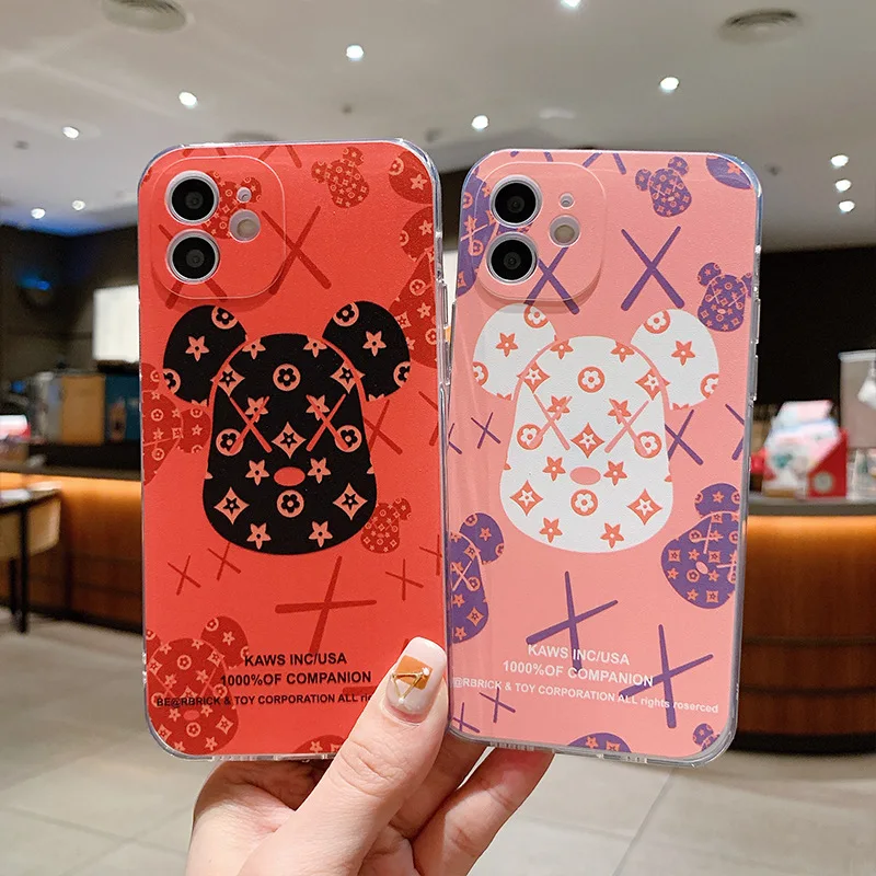 

Fashion Kawsed Bear Anime Phone Cases for iPhone 11 Case X XS XR 12 13 Pro Max Mini 7 8 Plus Case Cartoon Full Phone Covers