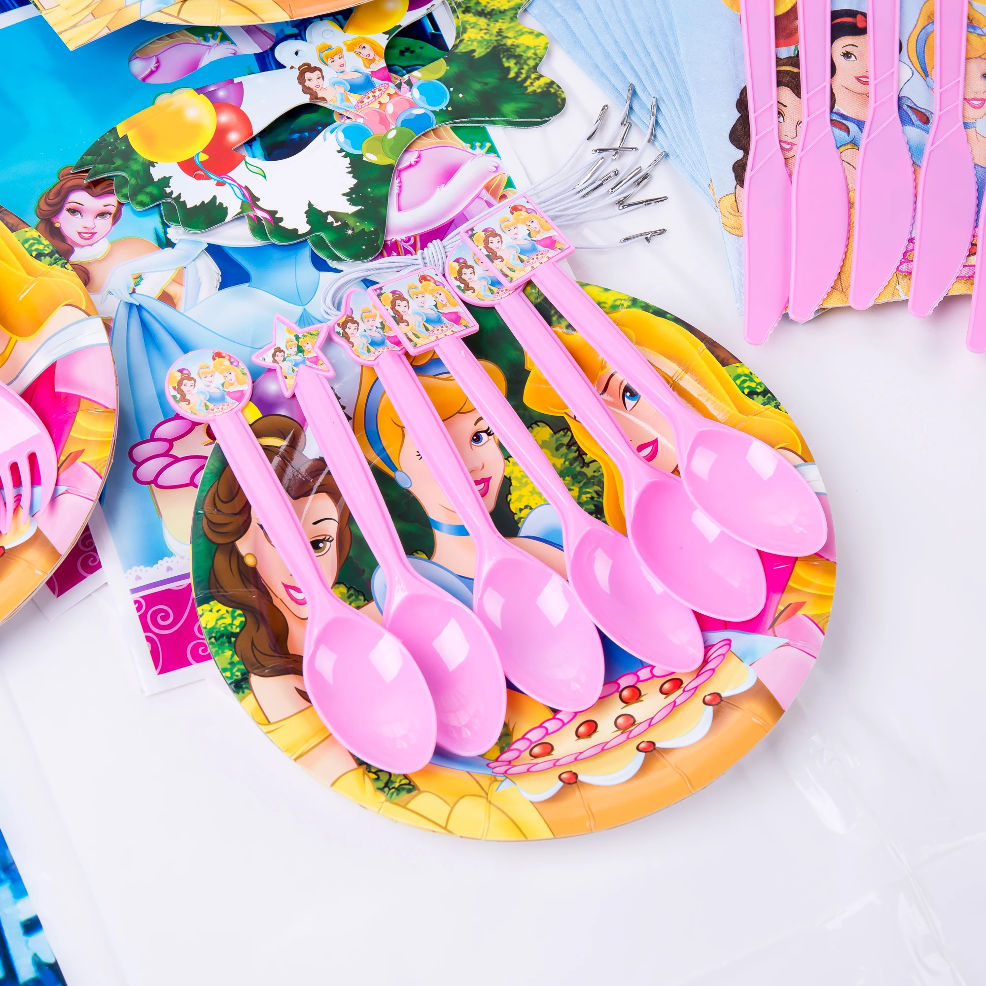 Диснеевская Принцесса искусственная кожа скатерть чашки воздушные шары