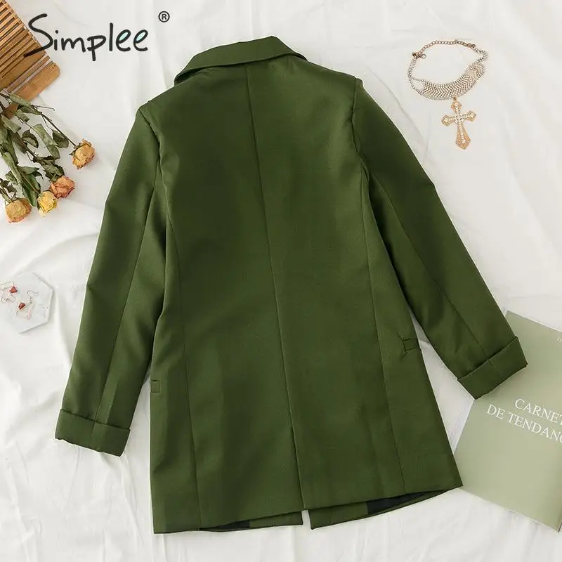 Simplee Двубортный женский пиджак Элегантный шикарный офисный осень зима верхняя