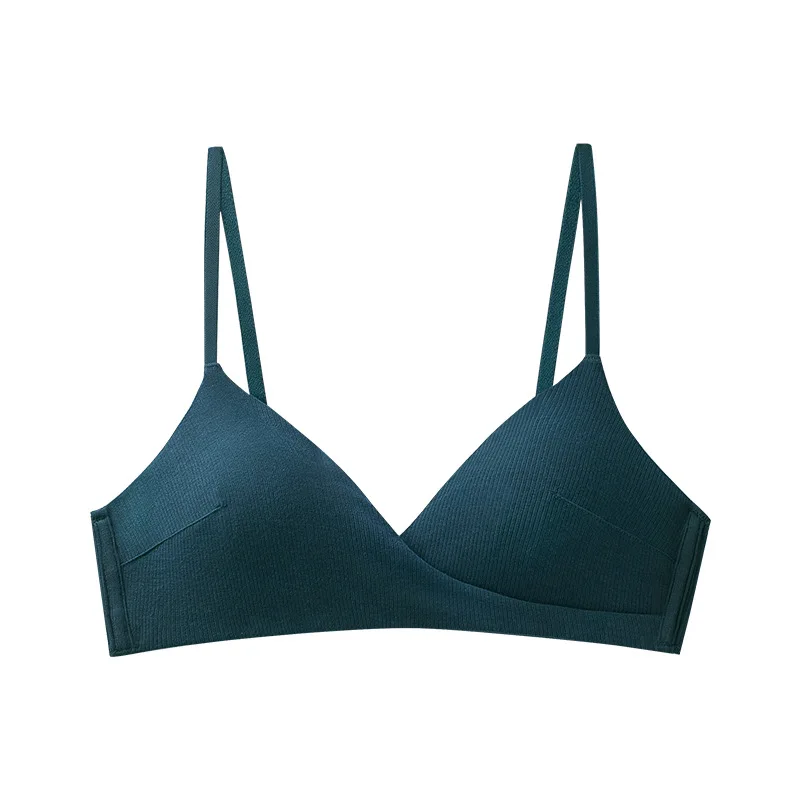 Бюстгальтер женский хлопковый с треугольными чашками без стальных колец |