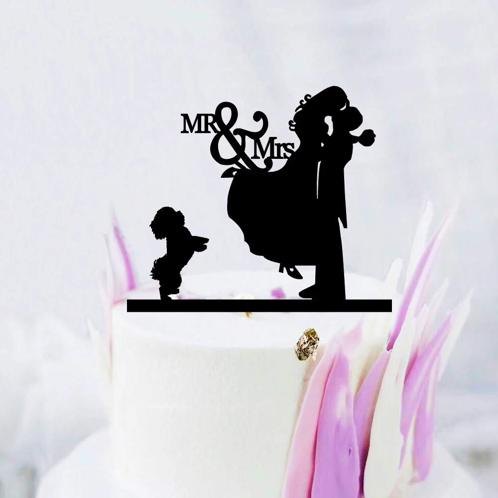 Свадебный Топпер для питомца собаки кошки Mr Mrs невесты жениха акриловый черный