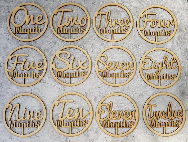 Набор для фотосъемки детей с деревянными вырезами 12 месяцев | Дом и сад