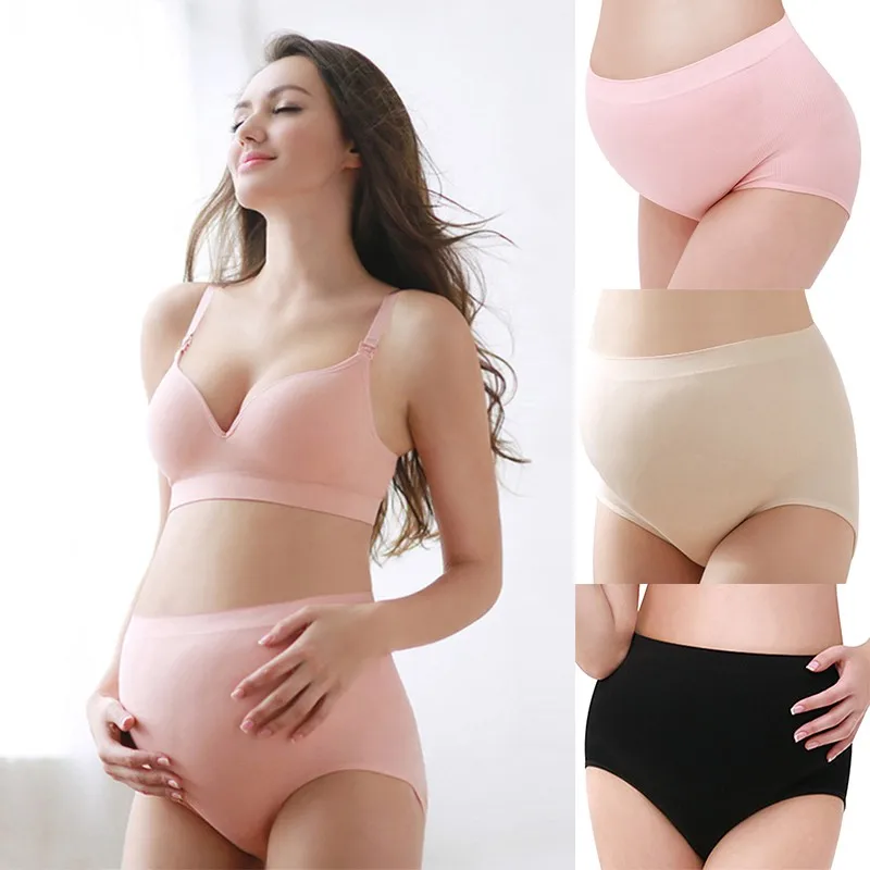 

High Waist Belly Support Pregnant Women Underwear Seamless Lifting Hips Cotton Adjustable Breathable Maternity Soft Briefs
