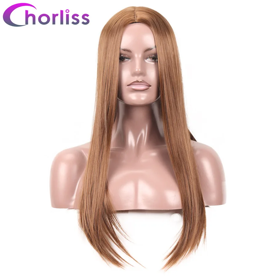 Синтетический длинный прямой средней части парики для черных женщин 26 'ɼhorliss