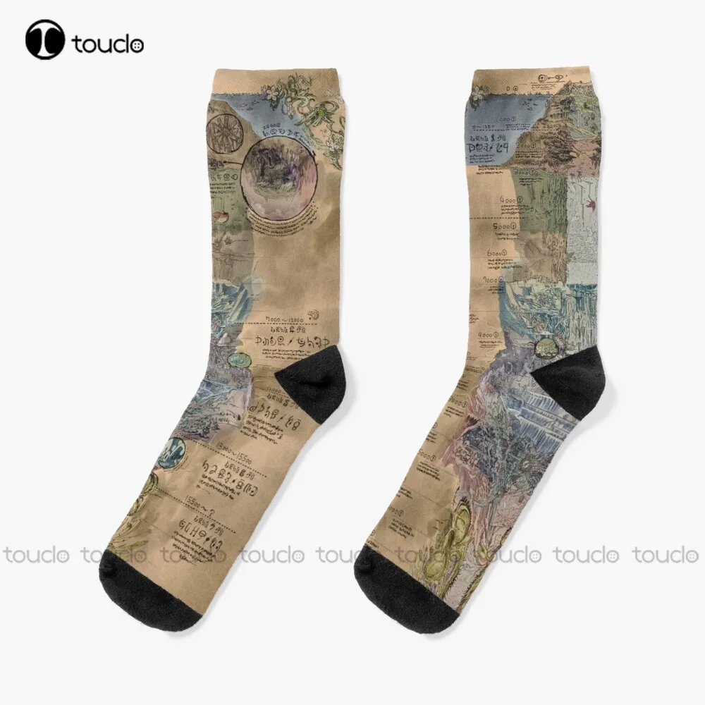 

Made In Abyss - The Abyss Map Hq+ Quality Socks White Men'S Socks Personalized Custom Unisex Adult Teen Youth Socks Funny Sock