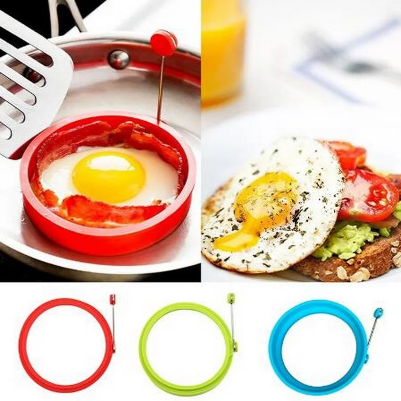 

New Silicone Fried Egg Pancake Ring Omelette Fried Egg Round Shaper Eggs Mould for Cooking Breakfast Frying Pan Oven Kitchen Hot