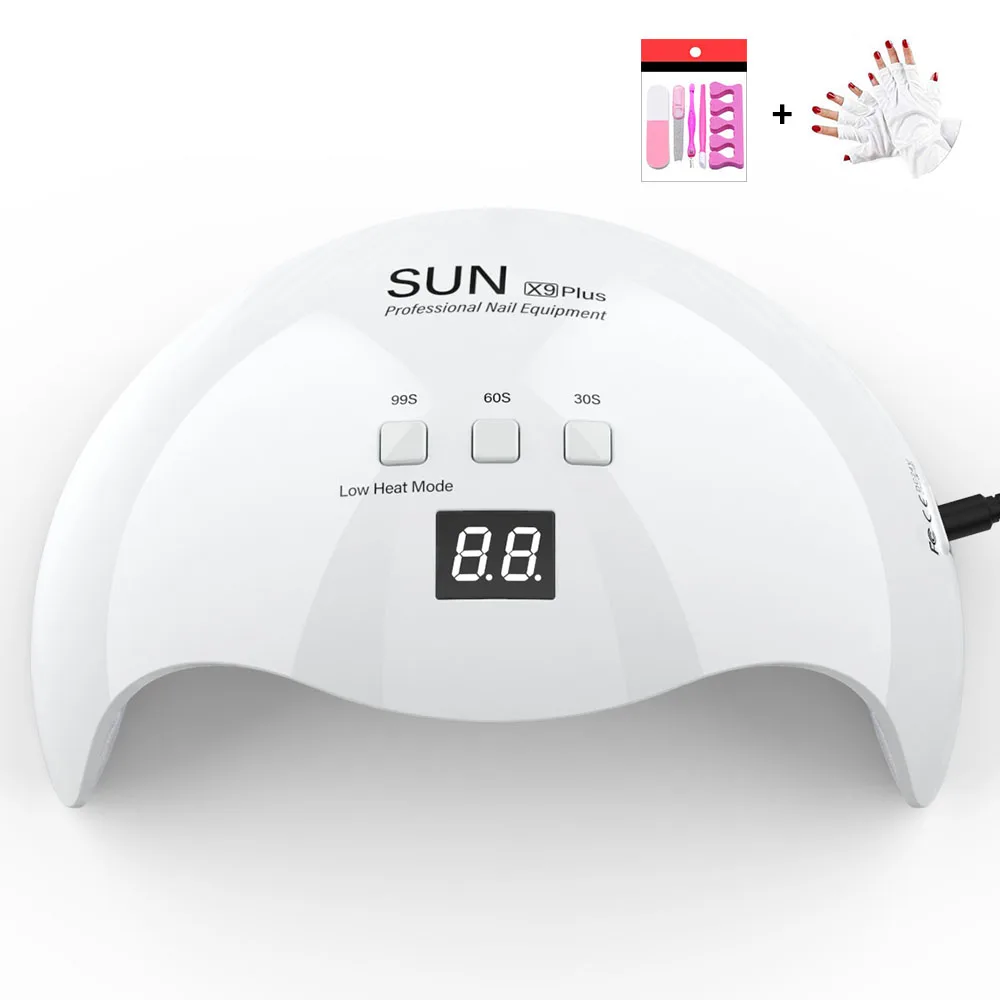 DIOZO SUN X9plus 48 Вт Светодиодный светильник для ногтей сушилка для маникюра лампа для отверждения с таймером 30s 60s 99s с защитой от УФ перчатки подарок
