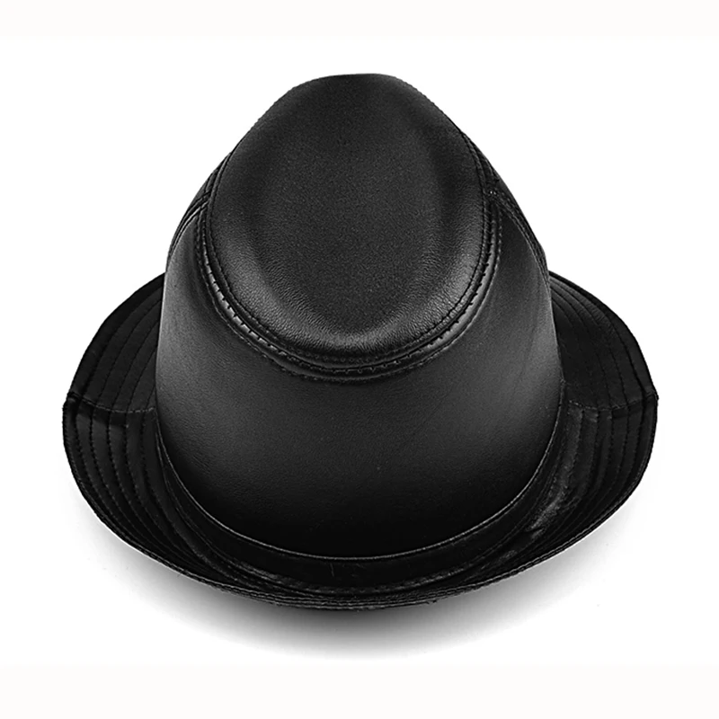 Spring Men real leather Fedoras 2020 new style real sheepskin cow leather Bowler/Derby caps hats B70