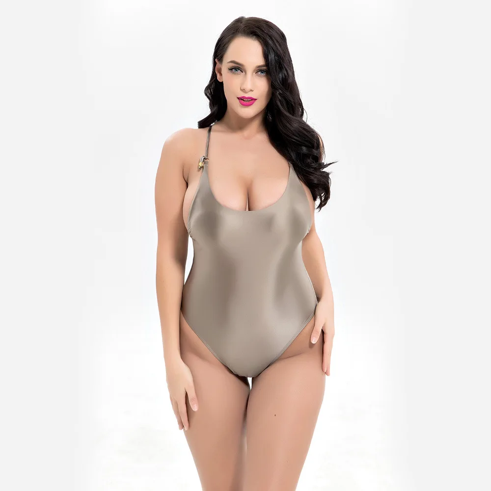 Купальник большого размера слитный купальник с красивой спинкой однотонное