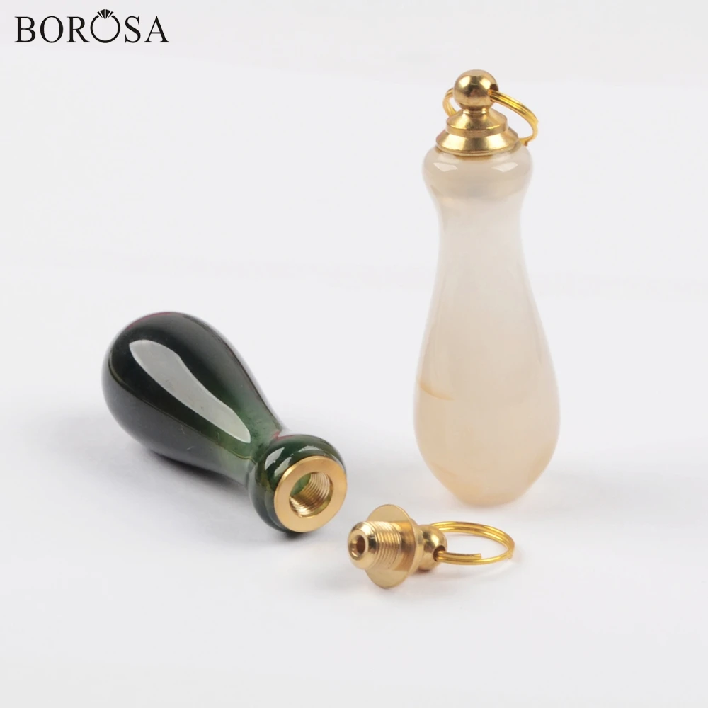 BOROSA 3/5 шт. Золотая натуральная индийская агата подвеска в виде бутылочки парфюма