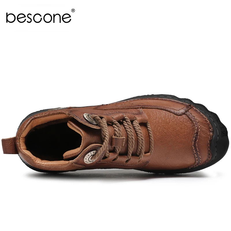 BESCONE/мужские походные водонепроницаемые ботинки кожаные Нескользящие мужские