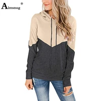 aimsnug 2021 autumn sweatshirt women pollovers fashion hooded top streetwear plus size female long sleeve patchwork sweatshirt
