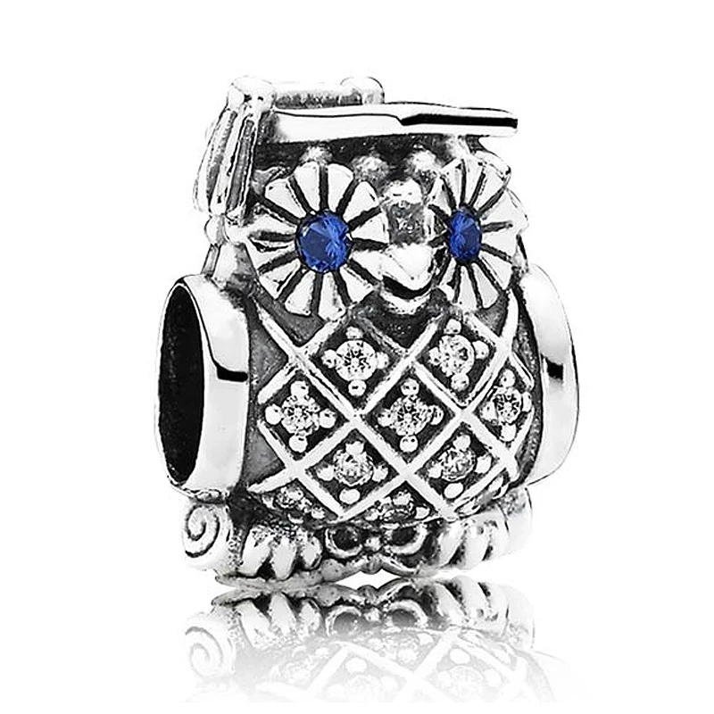 

925 Sterling Silver Bead Owl Charms Fit Original Pandora Bracelet Charm DIY Jewelry For Women Wholesale