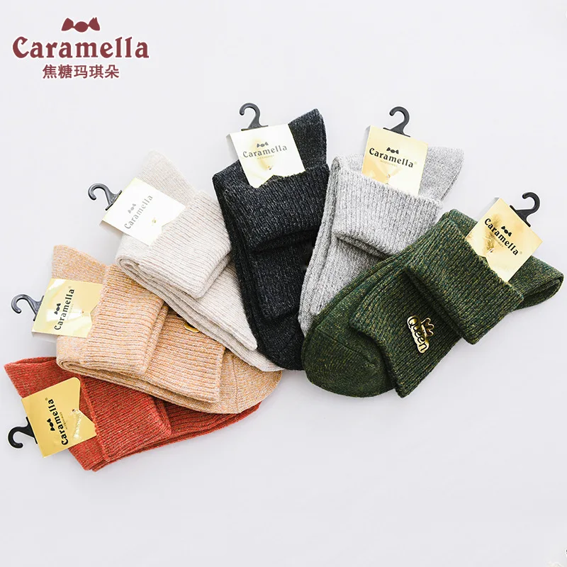 Женские кашемировые носки Caramella зимние блестящие короткие для девочек теплые