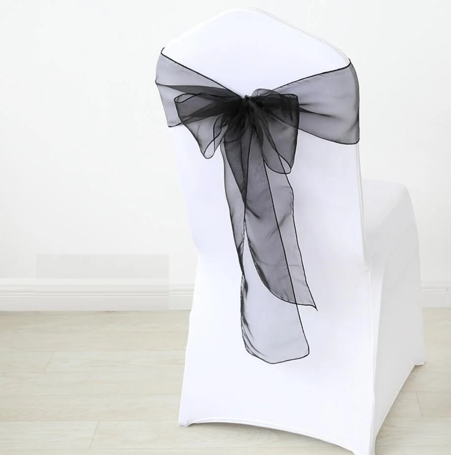 Лента на стул из органзы с украшением в виде кристаллов Свадебная вечеринка