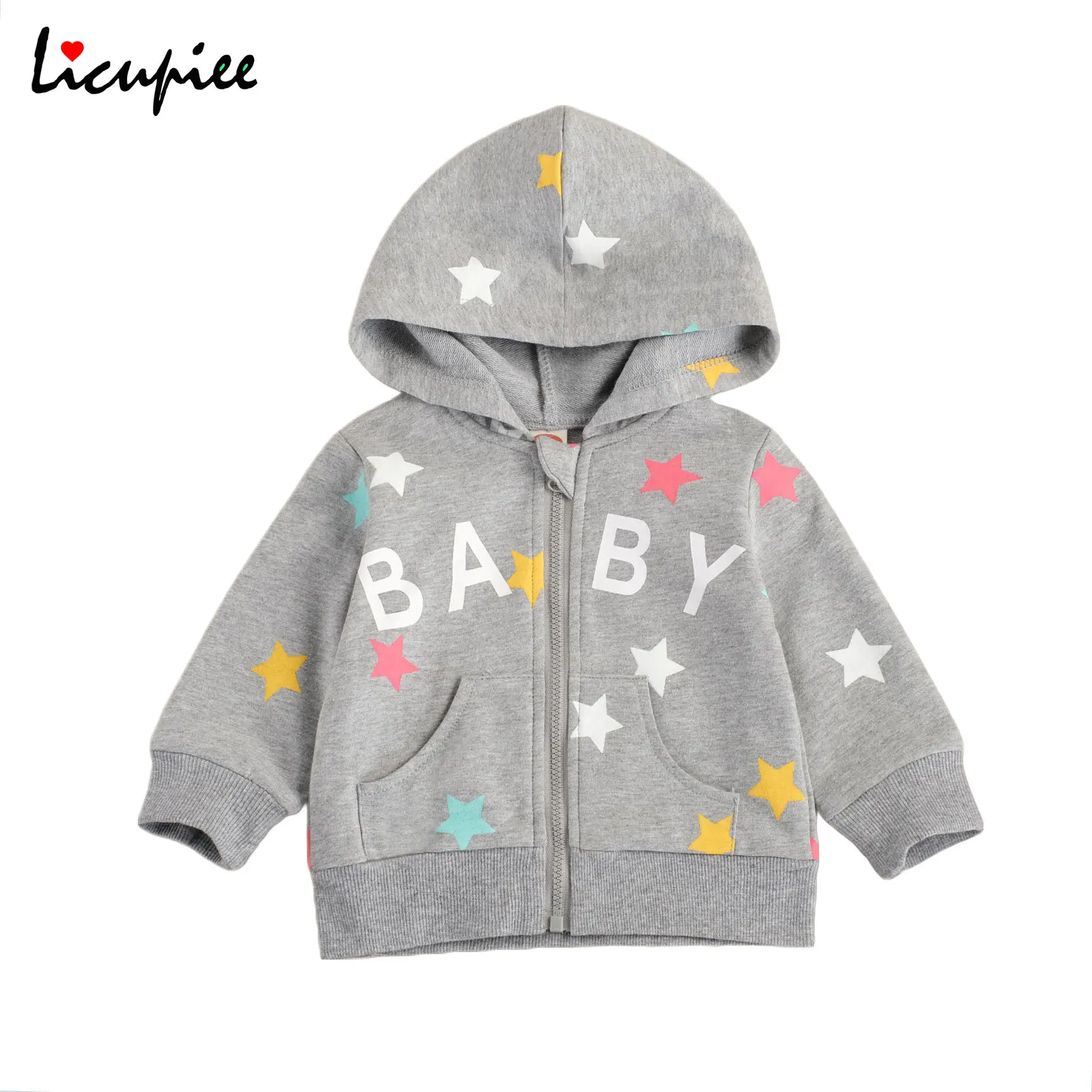 

Детский кардиган с капюшоном на молнии, повседневный свободный топ с длинными рукавами и принтом звезд, с карманами, для повседневной жизни ...